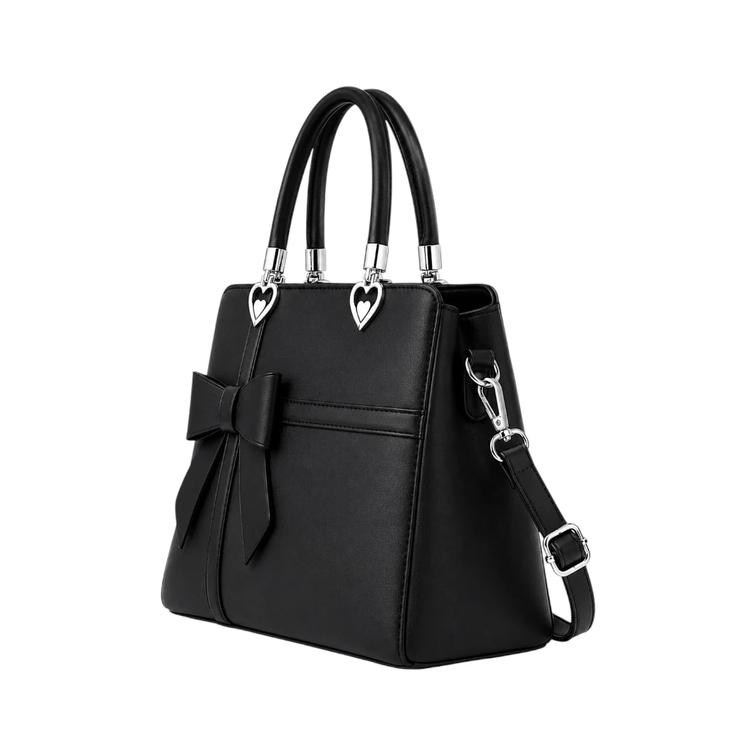 Warey Elegant Black Leather Shoulder Bag