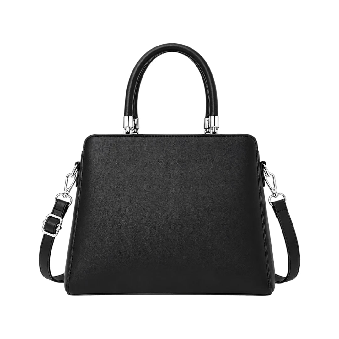 Warey Elegant Black Leather Shoulder Bag