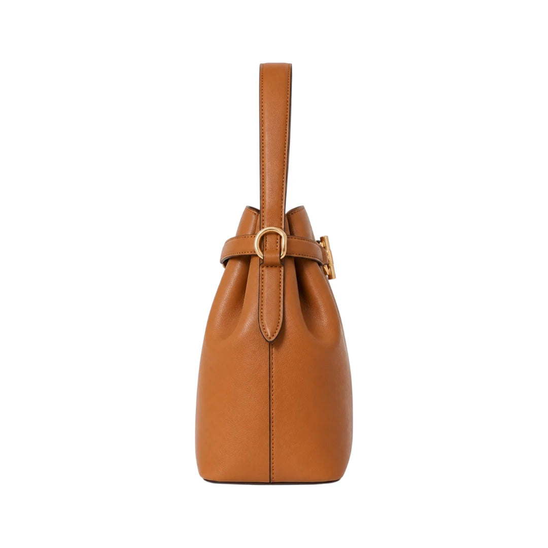 Warey Premium Brown Leather Bucket Bag