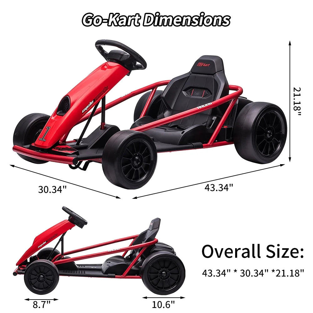 Kojooin Go Kart for Kids,24V Battery 300WX2 Motors Pedal On Foot Go Cart,8MPH High Speed Drifting Car with Slow Start Function,Rose red