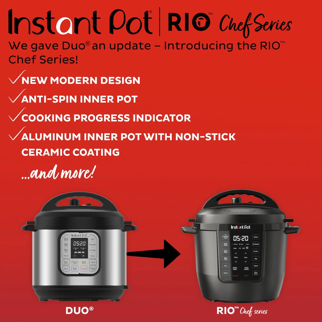 Instant Pot 6Qt RIO Chef Series 7-in-1 Multi-Cooker, Pressure Cooker, Slow Cook, & More, Black