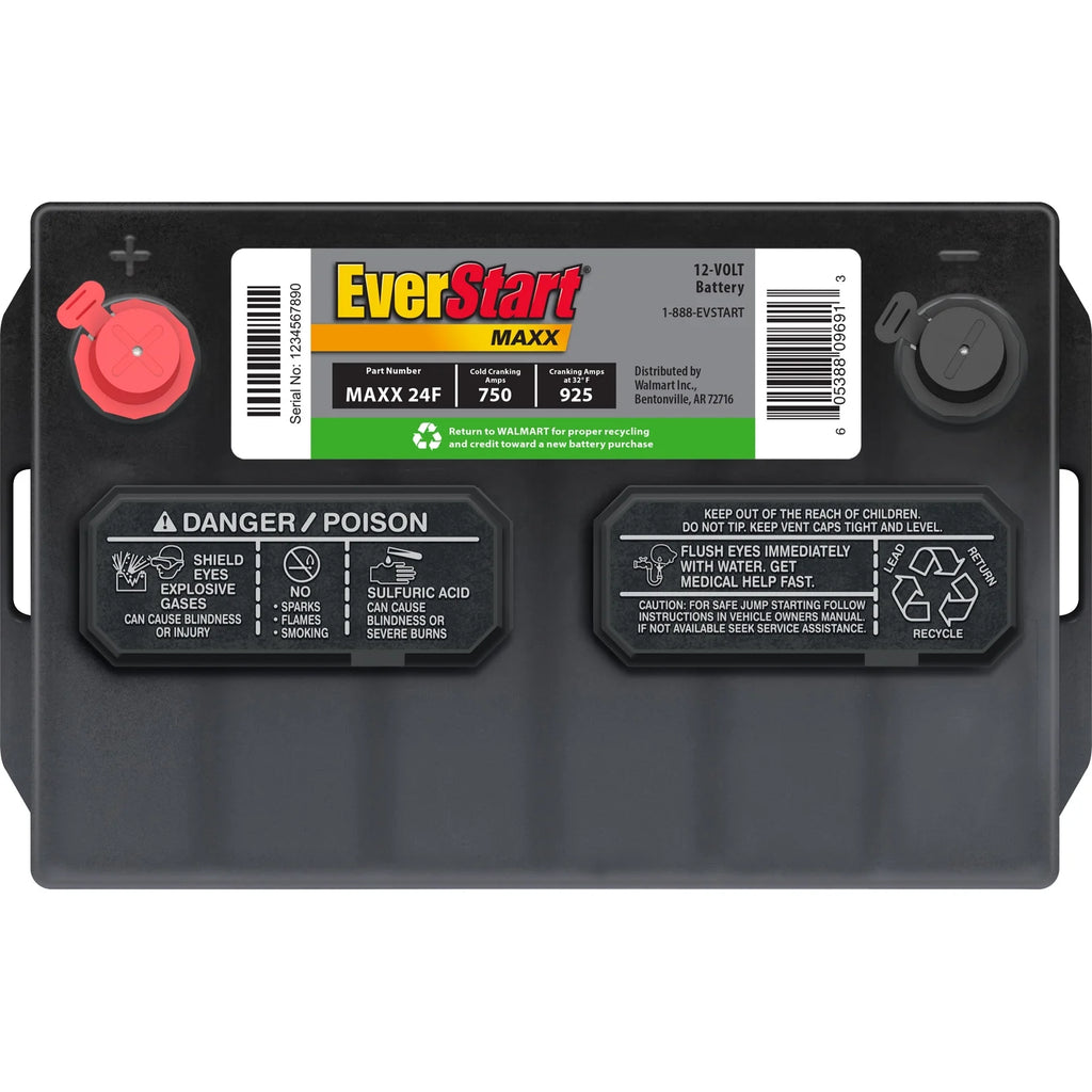 EverStart Maxx Lead Acid Automotive Battery, Group Size 24F 12 Volt, 750 CCA