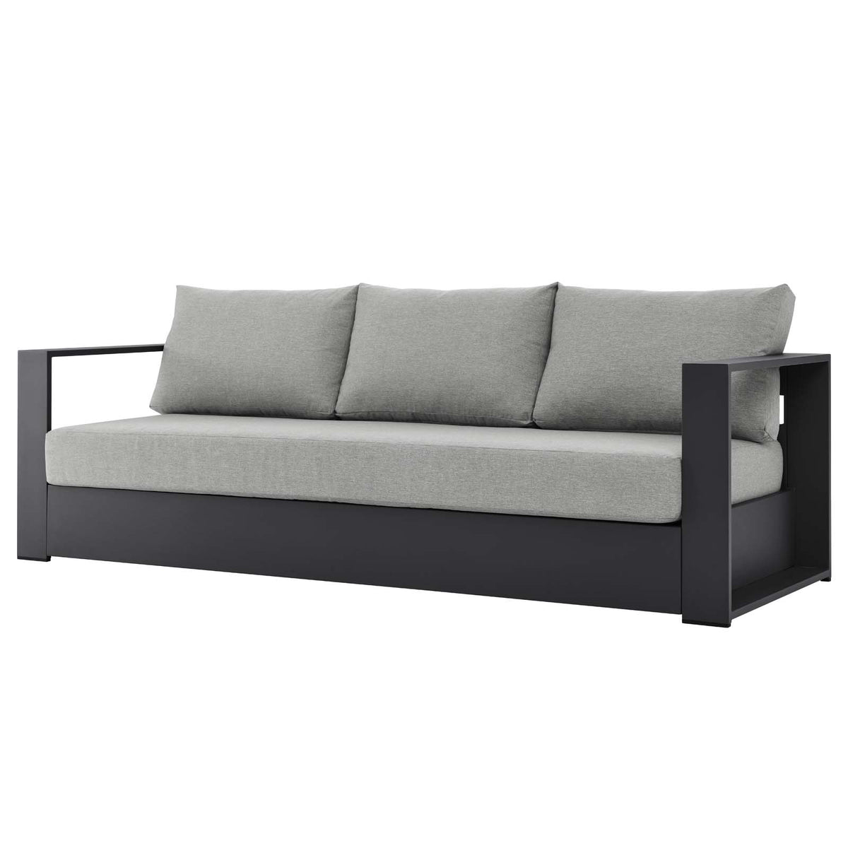 Lounge Sofa Table Set, Grey Gray, Aluminum, Metal, Fabric, Modern Contemporary, Outdoor Patio Balcony Cafe Bistro Garden Furniture Hotel Hospitality