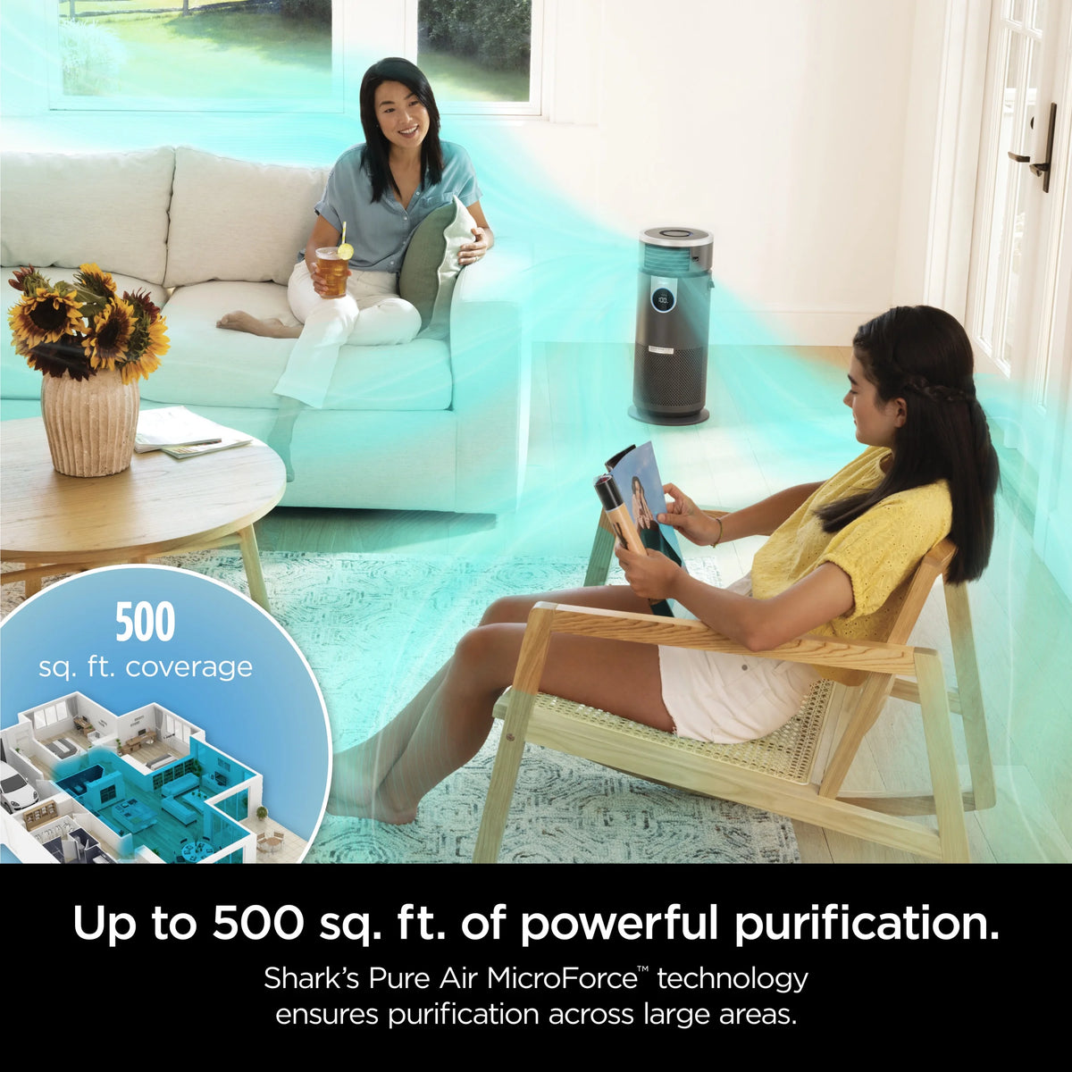 Open Box Shark - 3-in-1 Air Purifier, Heater & Fan with NanoSeal HEPA, Cleansense IQ, Odor Lock, for 500 Sq. Ft - Grey HC452