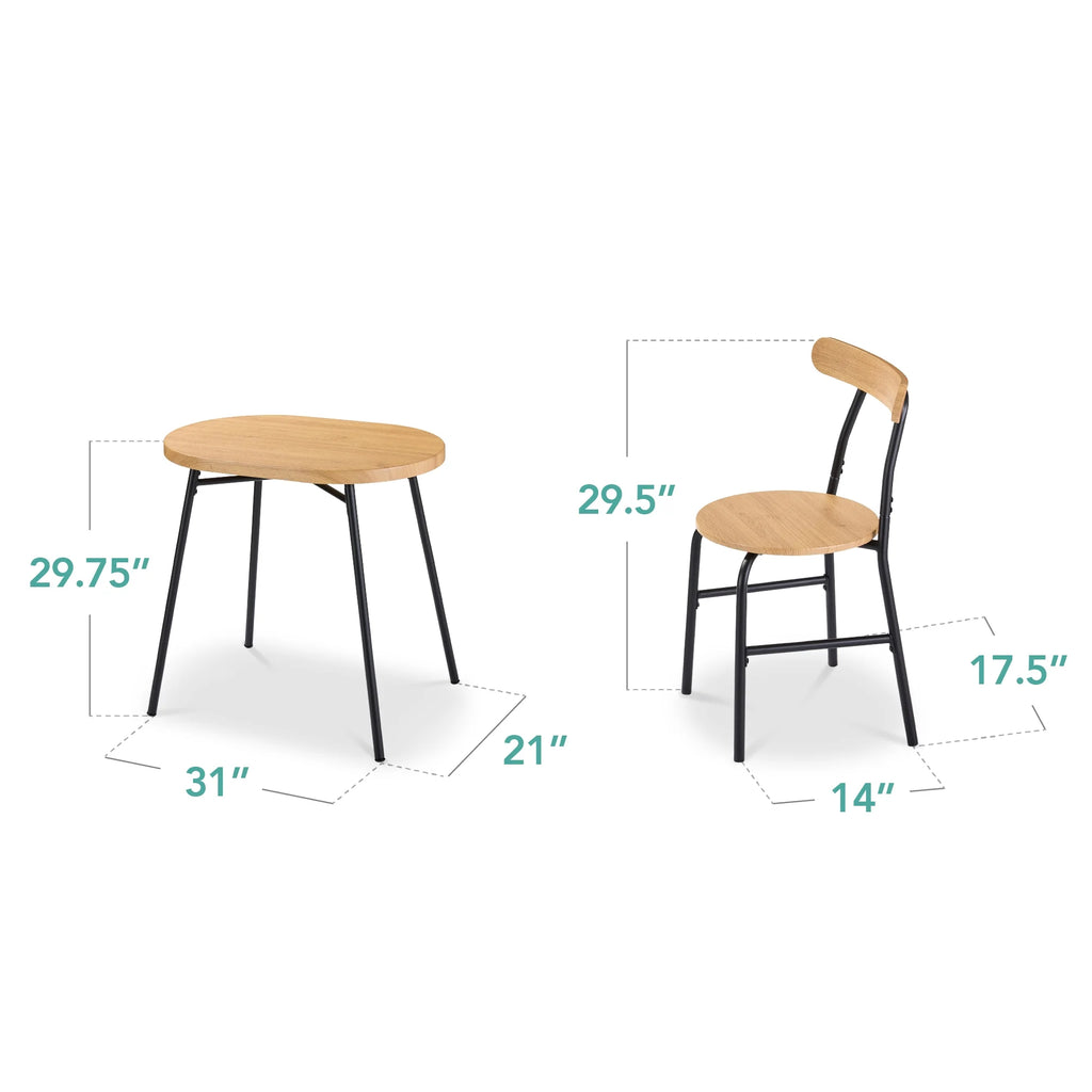 Best Choice Products 3-Piece Modern Oval Dining Table Set, Small Kitchen Dinette w/ 2 Chairs - Black/Black