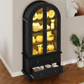 Uforic 73" Arched Pantry Cabinet with LED Light, Drawers, Shelves, Farmhouse Kitchen Storage, Black