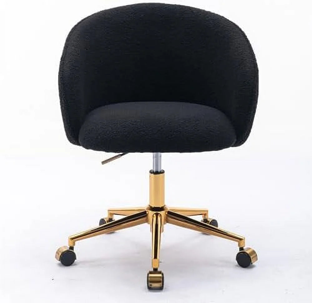Modern Faux Fur Home Office Chair Height Adjustable, White Desk Chair Vanity Chair for Makeup Room, Rolling Desk Chairs with Wheels, Swivel Furry Cute Desk Chair for Teen Girls Women