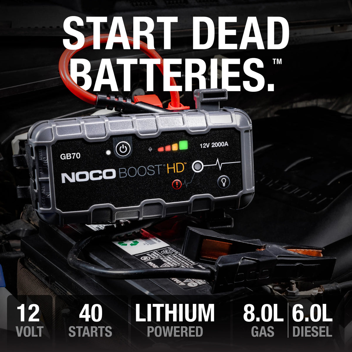 NOCO Boost GB70: 2000A 12V UltraSafe Portable Lithium Jump Starter