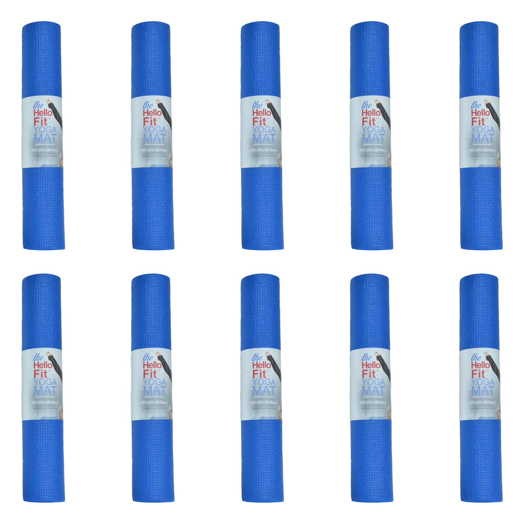 Hello Fit Bulk Yoga Mats, 10-Pack – 68" x 24", 4mm Thick, Non-Slip & Non-Toxic – Ideal for Schools, Studios & Gyms, Assorted