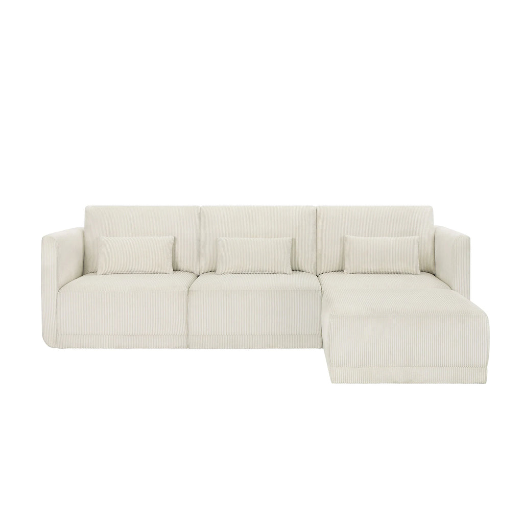 Beautiful Drew Modular Sectional Sofa with Ottoman by Drew Barrymore, Gray Fabric
