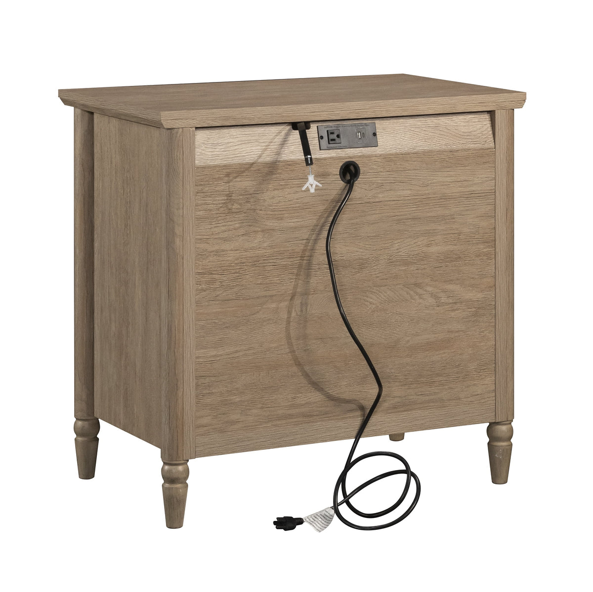 My Texas House Monroe 3 Drawer Nightstand with USB, Brushed Oak Finish