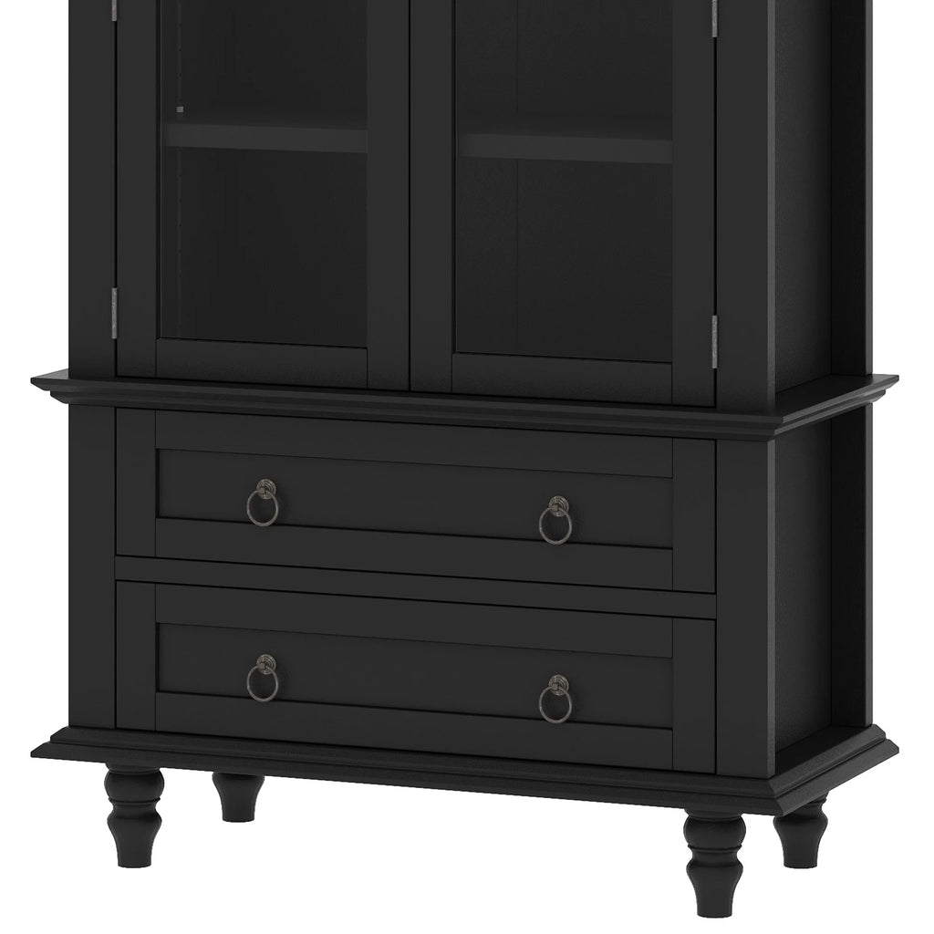Uforic 73" Arched Pantry Cabinet with LED Light, Drawers, Shelves, Farmhouse Kitchen Storage, Black