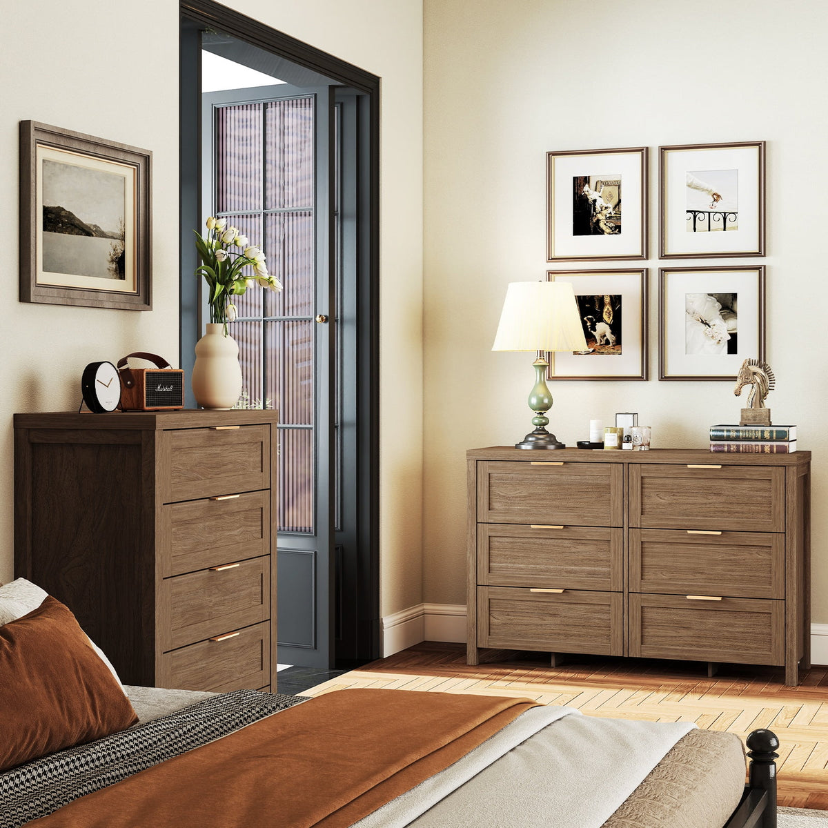ARKANTOS Wooden 6 Drawer Double Dressers, Wide Chests of Drawers for Bedroom, Natural Oak