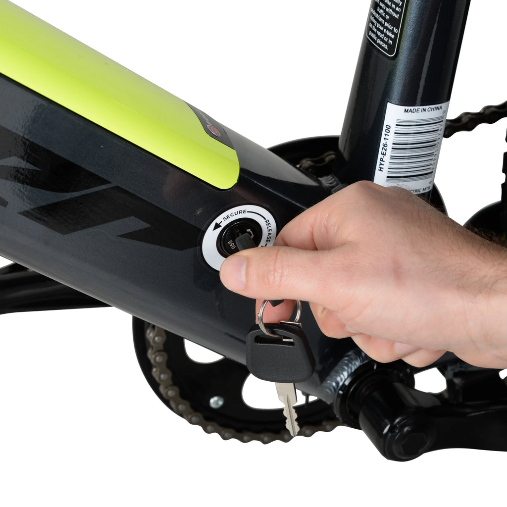 Hyper Bicycles 26" 36V Electric Mountain Bike for Adults, Pedal-Assist, 250W E-Bike Motor, Black