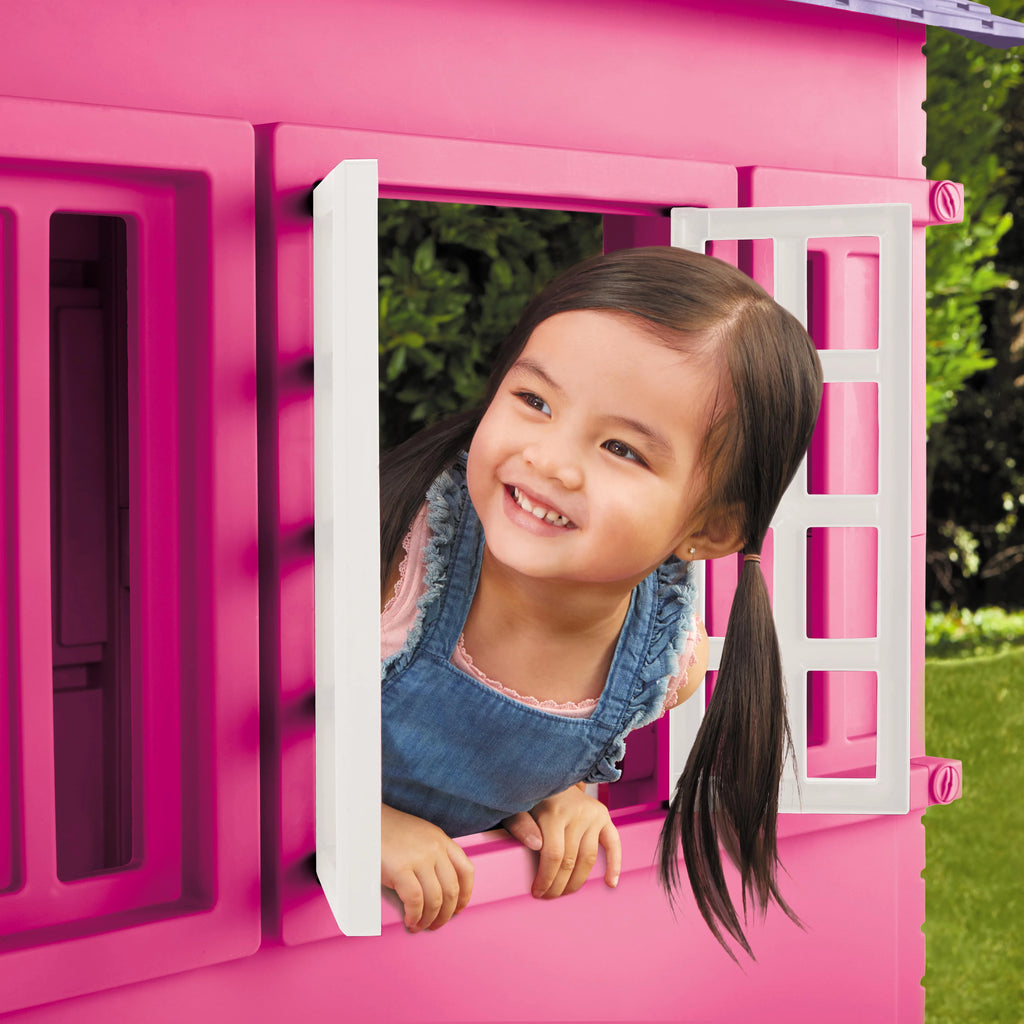 Little Tikes Cape Cottage House, Pink - Pretend Playhouse with Working Doors, Window Shutters, and Flag Holder, for Kids 2-8 Years Old