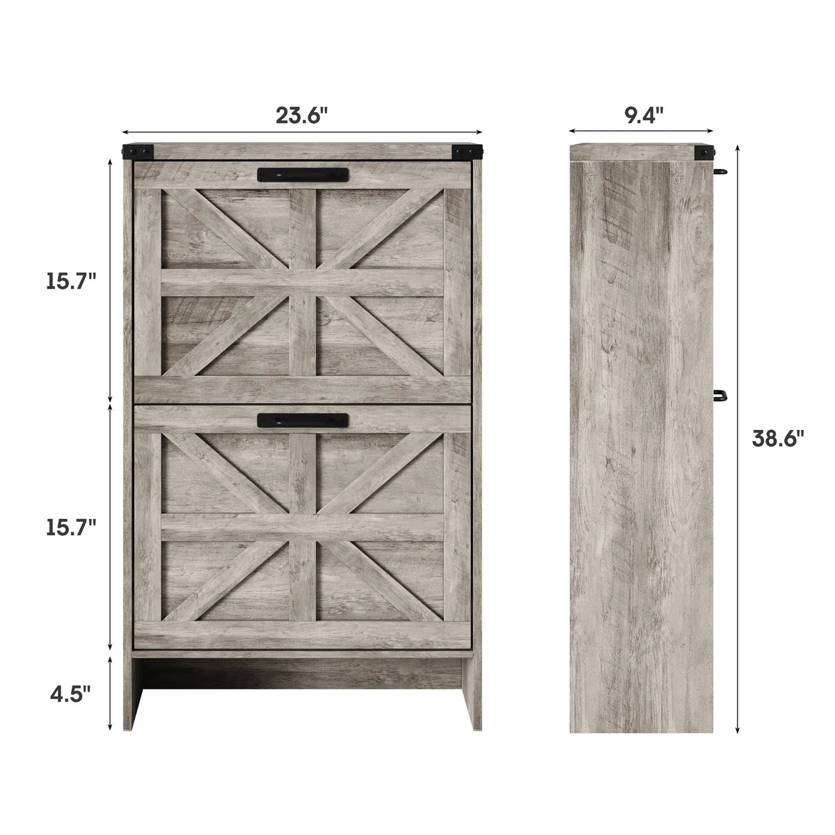 VEANERWOOD Shoes Storage Cabinet With Doors, Farmhouse Shoe Cabinet With 2 Flip Drawers For Entryway,Gray