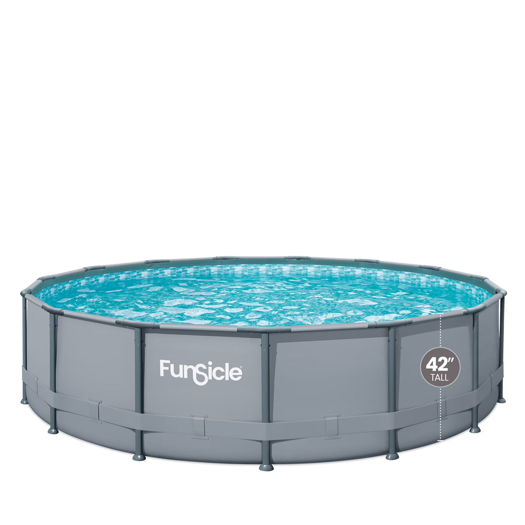Funsicle 15ft Oasis Round Above Ground Metal Frame Swimming Pool, Includes SkimmerPlus Pump, Age 6 & up