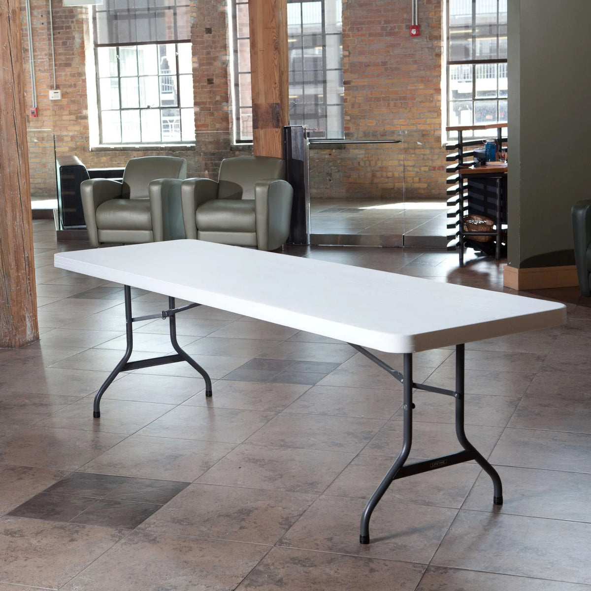 Lifetime Combo Set of (4) 8-Foot Rectangle Folding Tables & (32) Chairs, Indoor/Outdoor Use, White (80147)