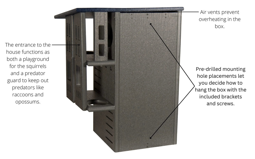 JCs Wildlife Ultimate Squirrel House Nesting Box (Blue/Gray) - A Perfect Home for Squirrels!