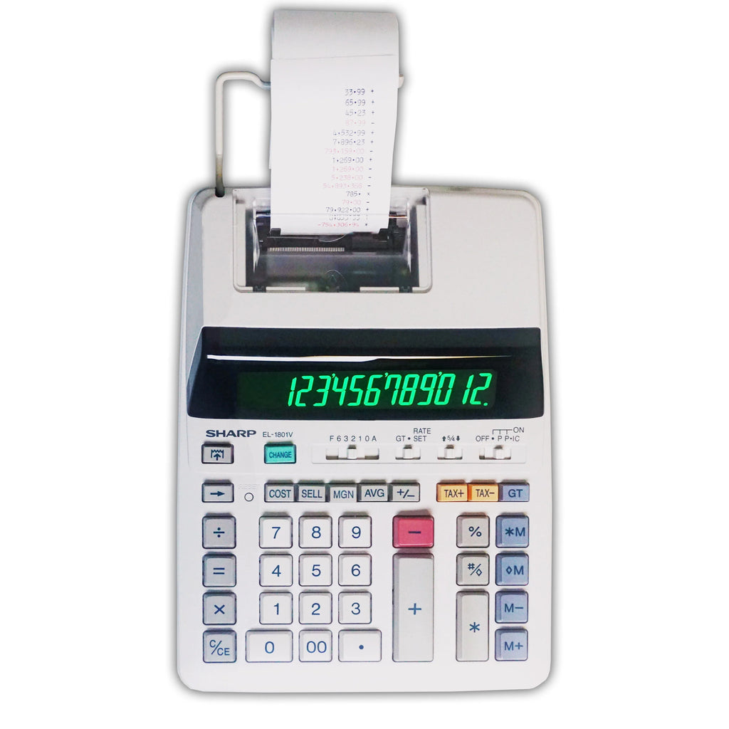 Sharp Calculators EL-1801V Ink Printing Calculator, Fluorescent Display, AC, 2.0 LPS, Off-White