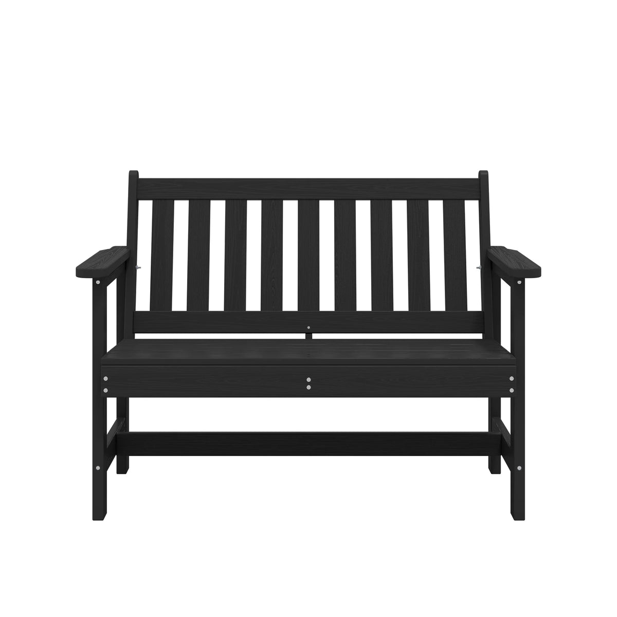 SERWALL Outdoor Bench for 2-Person, Weather-Resistant HDPE with Aluminum Reinforcement, Supports 660 lbs, Comfortable Seating for Patio, Garden, and Porch, Black