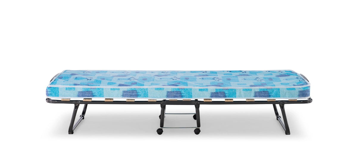Linon Roma Folding Rollaway Guest Bed with 2.75" Foam Mattress with Memory Foam Layer, Single-Size