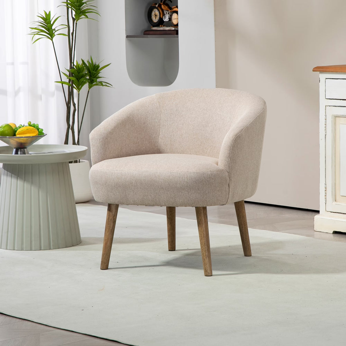 Mainstays Curved Textured Accent Chair, Beige