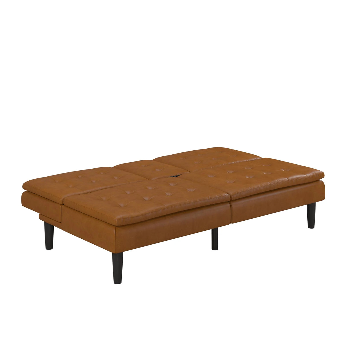 Mainstays Memory Foam 71.5" Futon with Cupholder and USB, Black Faux Leather