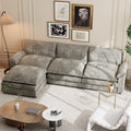 Homall Sectional Sofa 3-seat L-shaped Sofa with reversible toffee chair Movable Footrest Sofa,Gray
