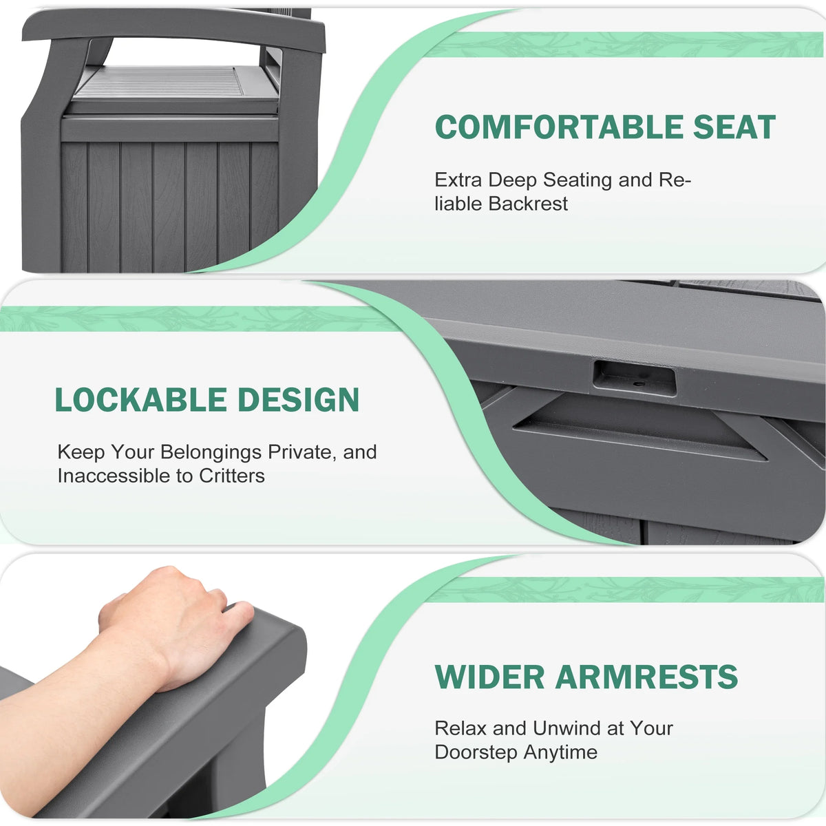 Homall 80 Gallon Plastic Storage Bench Made Of Durable Weatherproof Resin And Deck-Box Organized Storage Compartment For Outdoor Patios And Lawns,Black