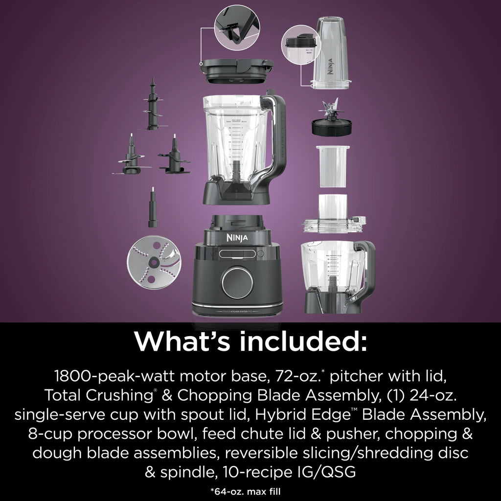 Ninja Detect Kitchen System Power Blender + Processor with Blend Sense Technology, Silver, TB400