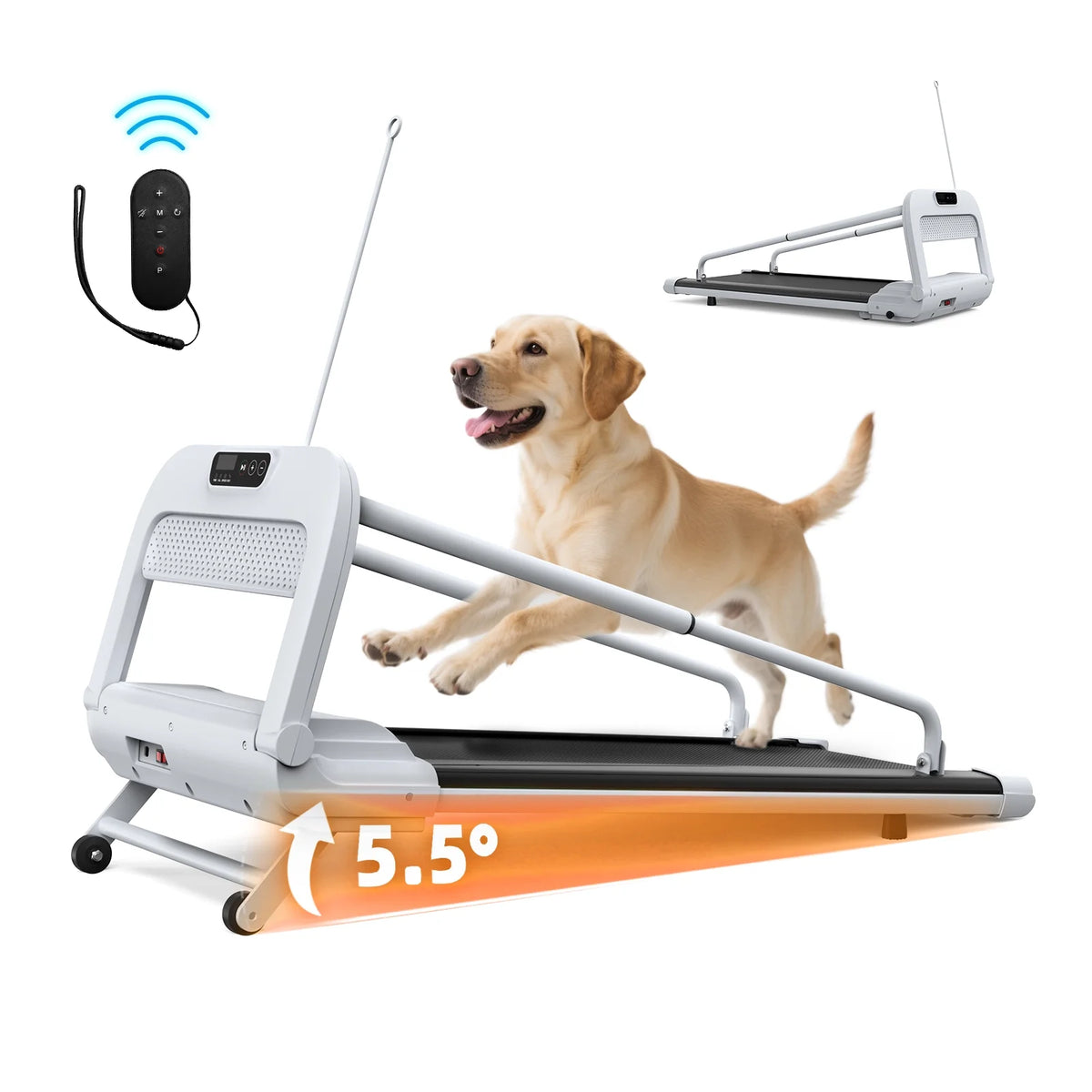 Ambifirner Dog Treadmill for Medium Small Dogs - 265lbs Weight Capacity Pet Running Machine - 2 in 1 Treadmill for Pet Fitness with Move Wheels and Remote Control