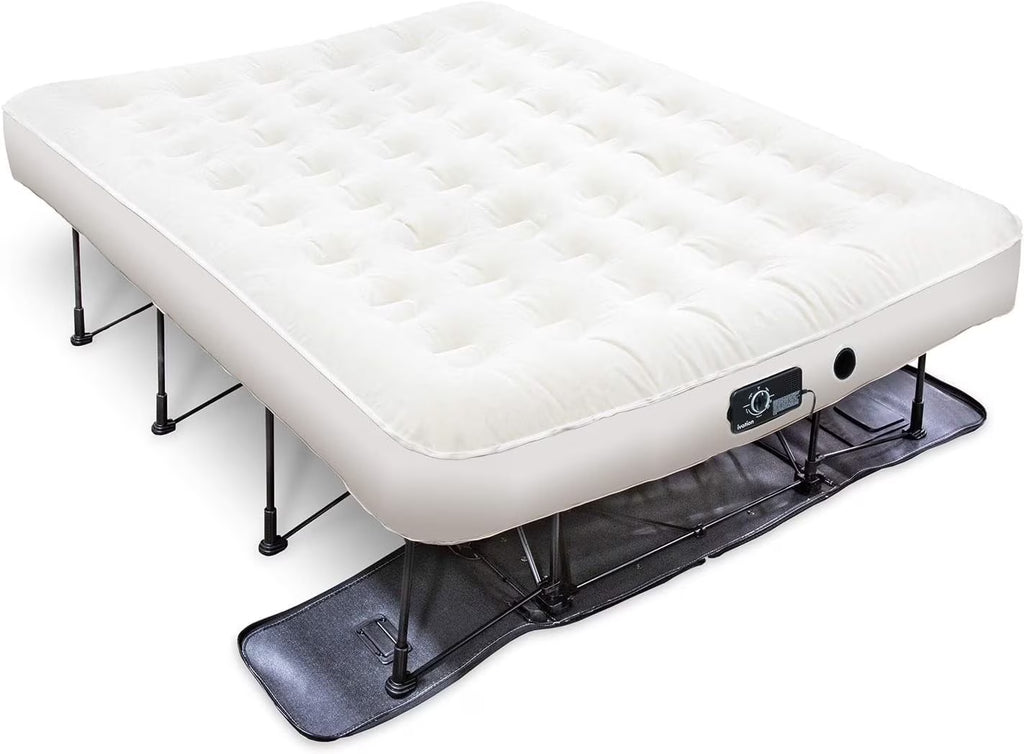 Ivation EZ-Bed (Twin) Air Mattress with Frame & Rolling Case, Self Inflatable, Blow Up Bed Auto Shut-Off, Comfortable Surface AirBed, Best for Guest, Travel, Vacation, Camping