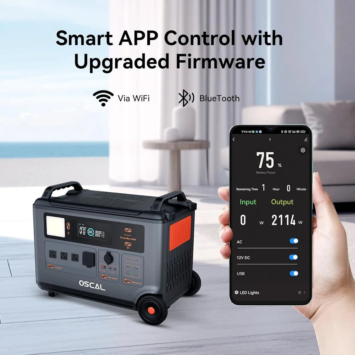 OSCAL PowerMax 6000 Portable Power Station, 3600Wh LiFePO4 Battery with 6000W Output, BP3600 Expansion Battery & 200W Solar Panels, Solar Generator for Camping, Home, Outdoor, Emergency Use