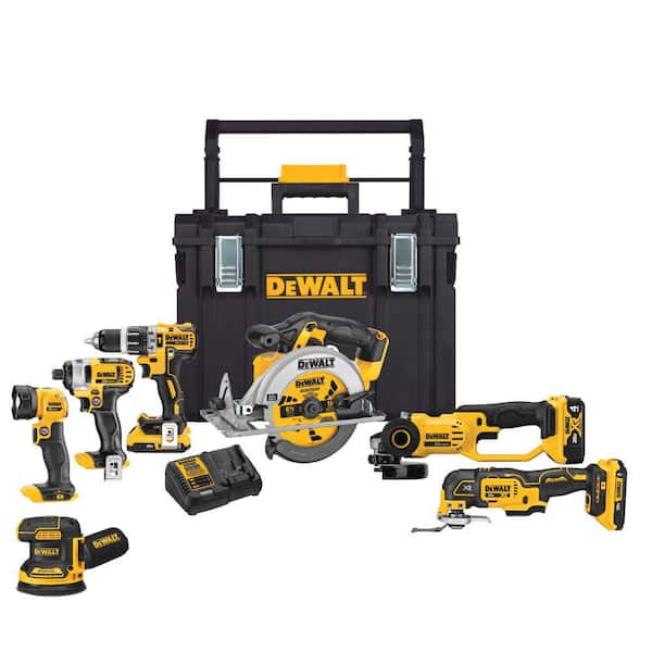 20V MAX Cordless 7 Tool Combo Kit with TOUGHSYSTEM Case, (1) 20V 4.0Ah Battery and (2) 20V 2.0Ah Batteries