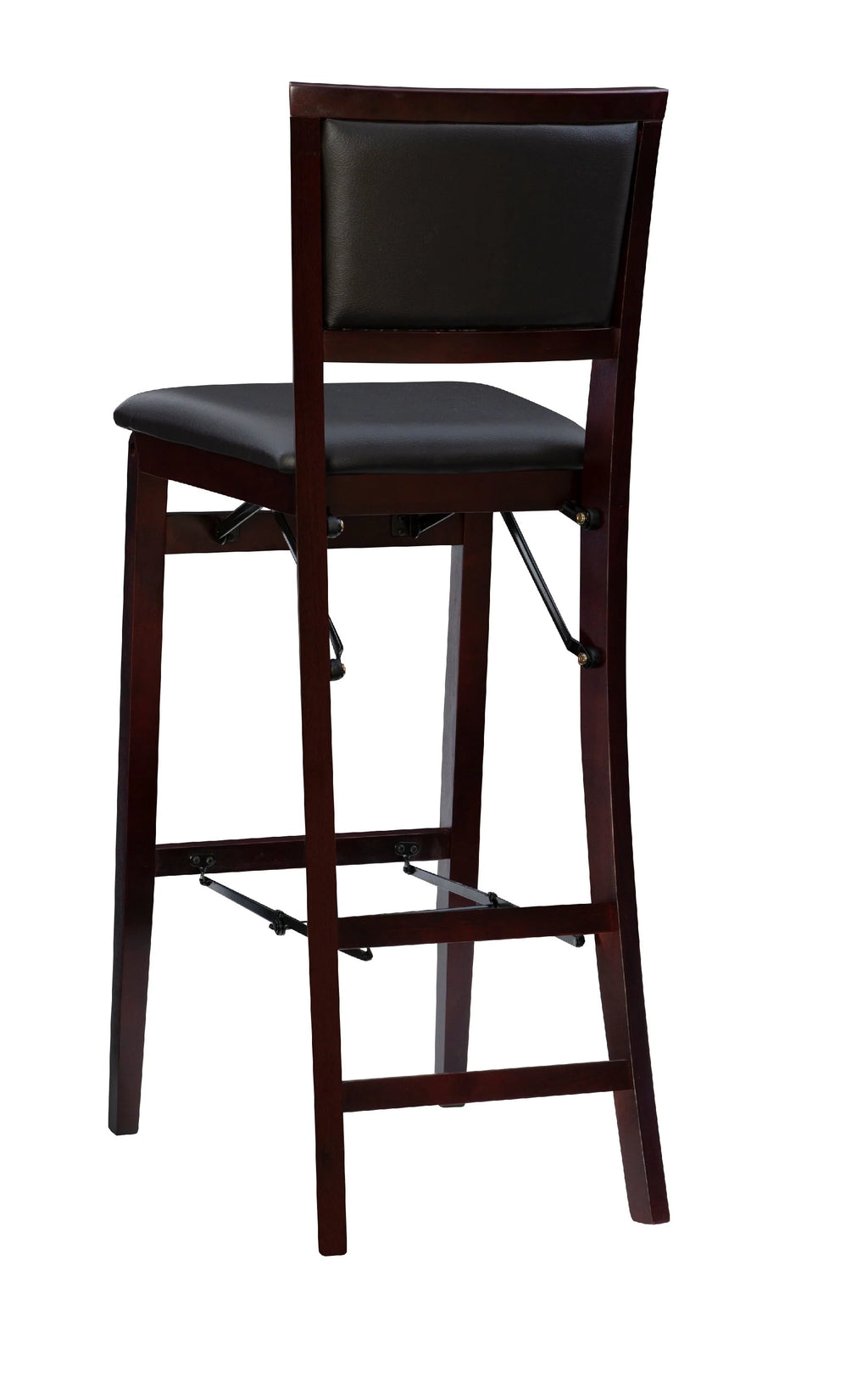 Linon Kristle Folding Padded Bar Stool, 30" Seat Height, Espresso Finish with Dark Brown PVC Fabric