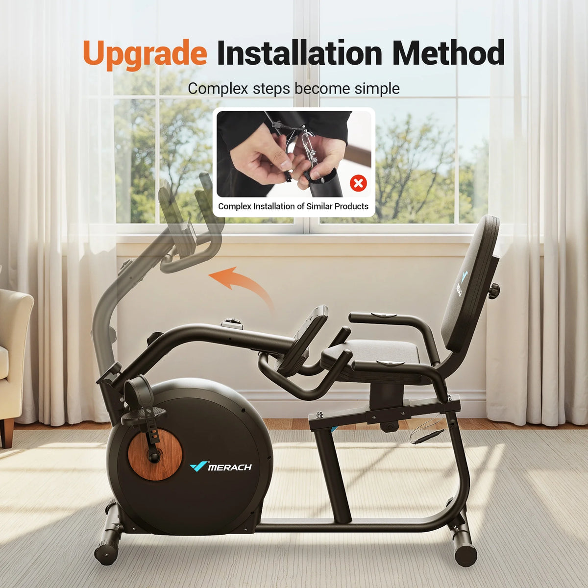 MERACH Recumbent Exercise Bikes for Home Sit Down Stationary Bicycle Magnetic 8 Levels Resistance Indoor Cycling Bike with Free APP