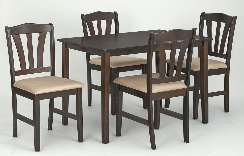 TMS Metropolitan 5-Piece Wood Farmhouse Upholsered Dining Set with Table and Chairs, Espresso