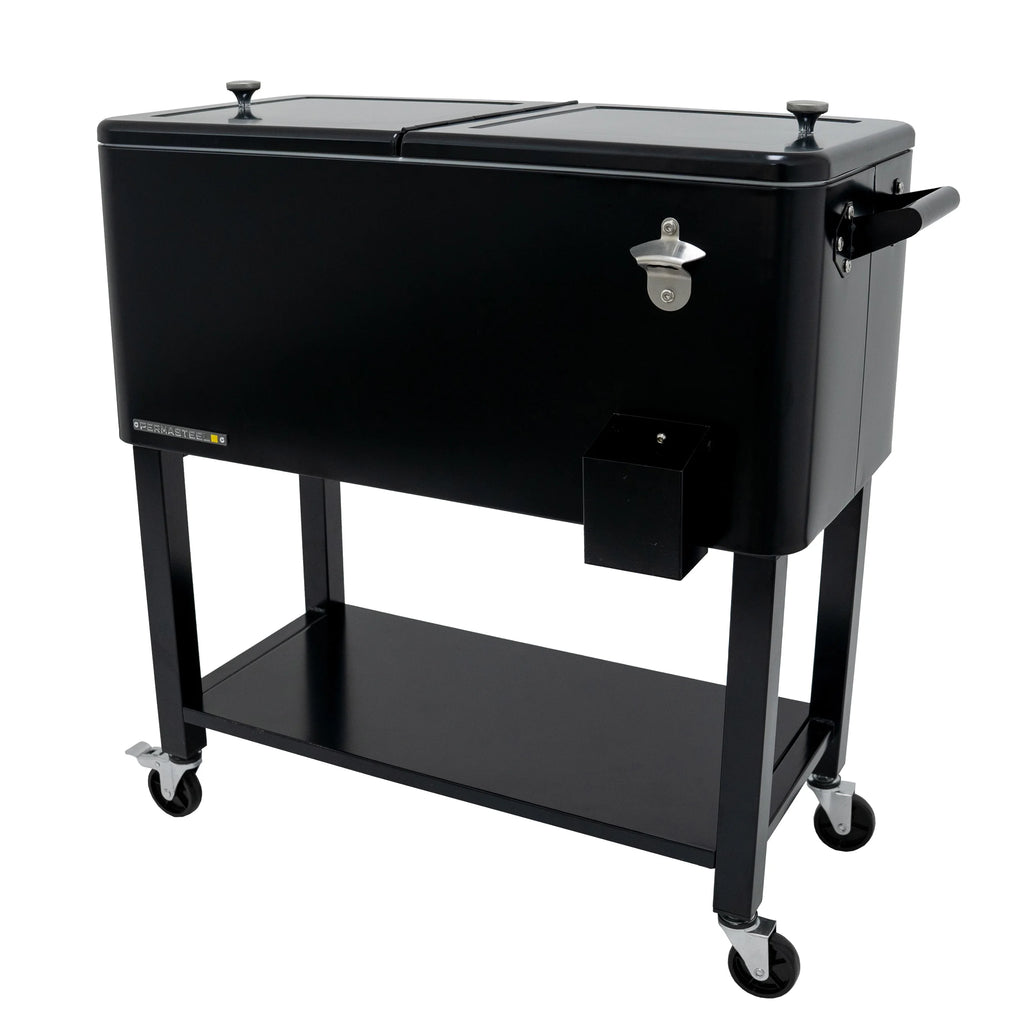 Permasteel 80-Qt Outdoor Steel Patio Cooler with Removable Basin, Rolling Cooler with Wheels, Teal Green