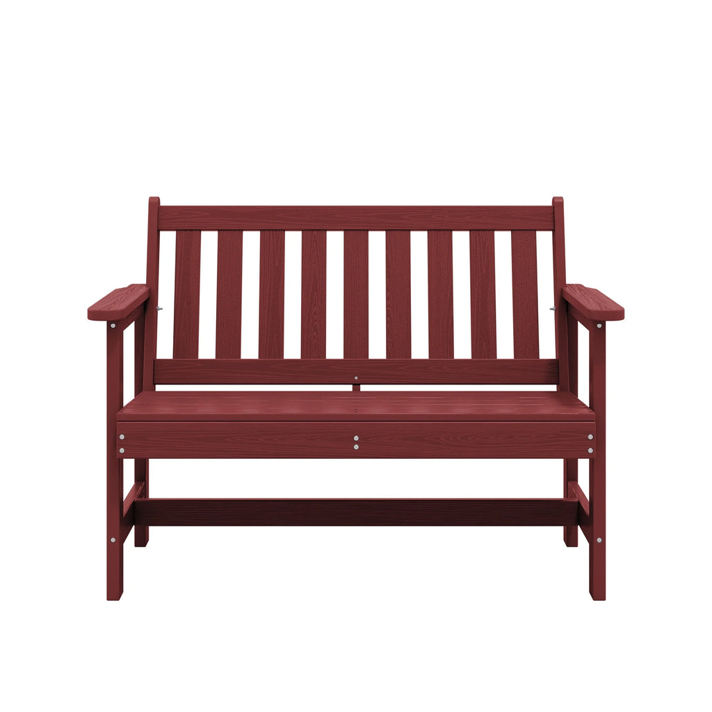 SERWALL Outdoor Bench for 2-Person, Weather-Resistant HDPE with Aluminum Reinforcement, Supports 660 lbs, Comfortable Seating for Patio, Garden, and Porch, Black