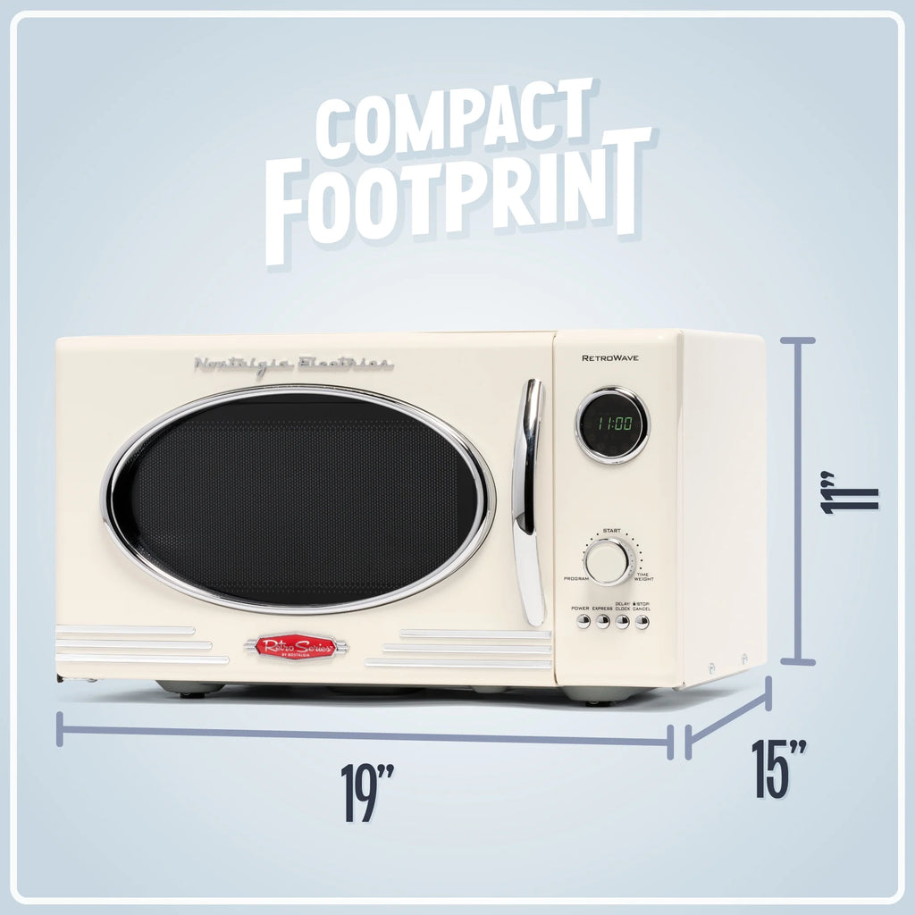 Nostalgia Retro Microwave for Countertop 0.9 cu ft Vintage Microwave, Ivory