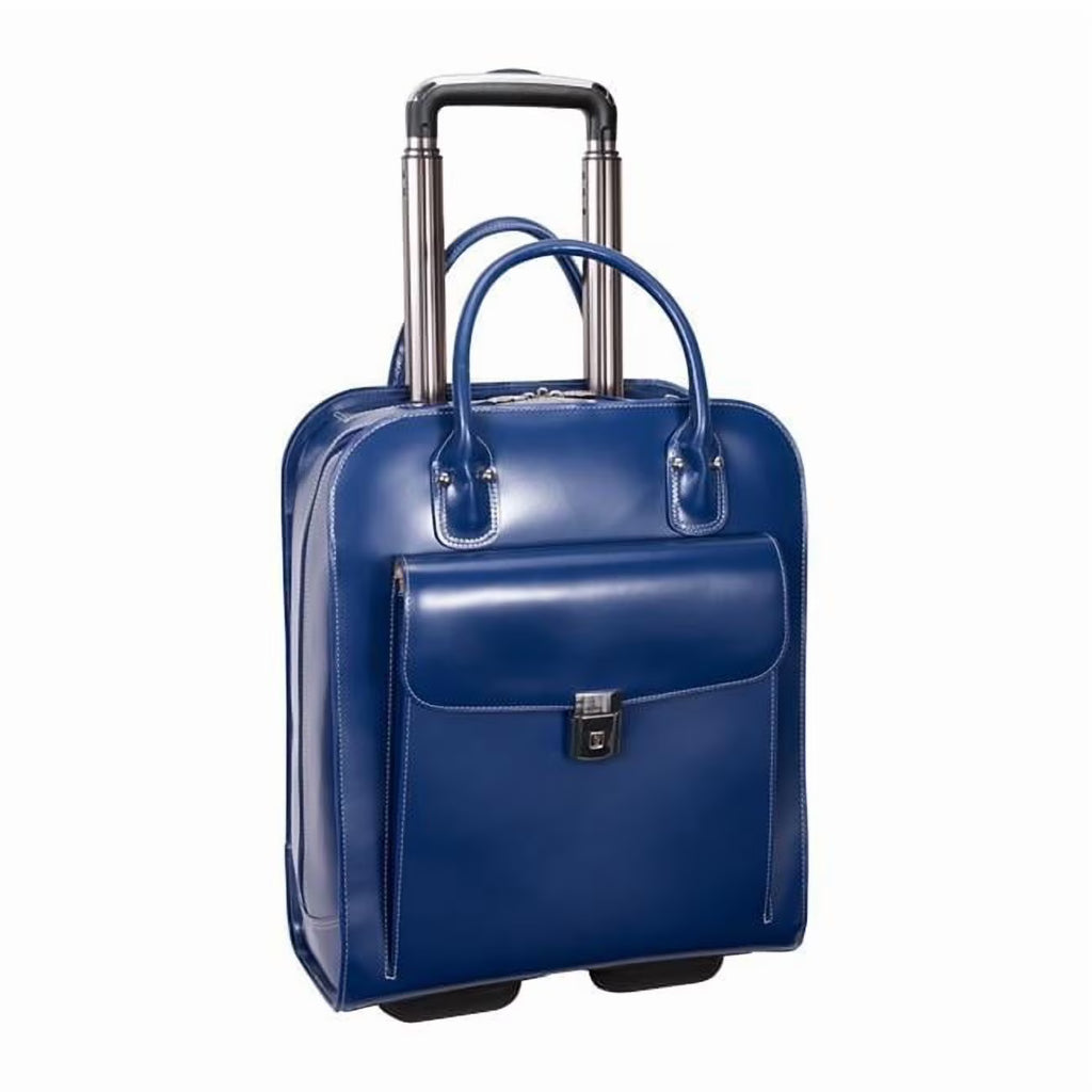 15.6 in. Uptown Leather Vertical Wheeled Ladies Briefcase, Red - 13.5 x 6 x 16 in.