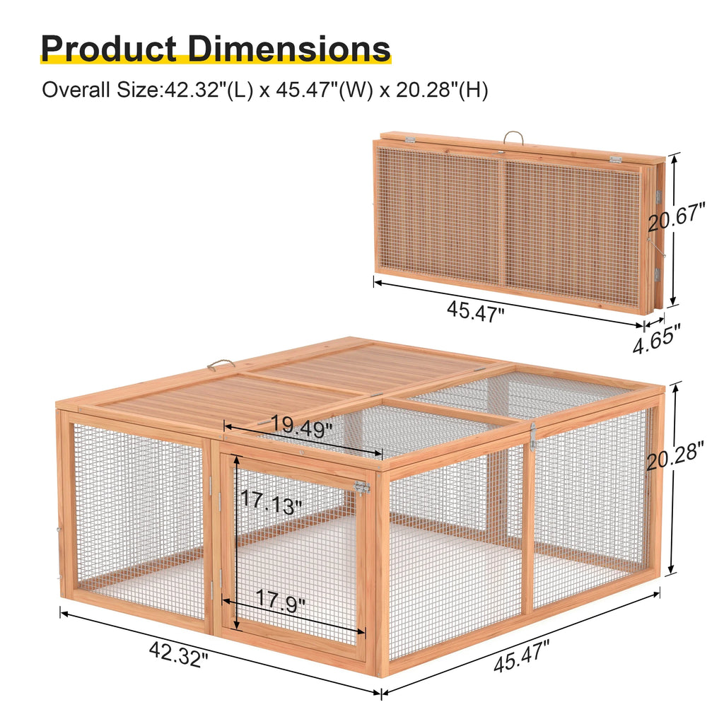 Portable Chicken Coop Run Rabbit Hutch Outdoor Small Animal Cage House Wooden Poultry Enclosure for Bunny, Duck, Chick, Quail, No Assembly Required