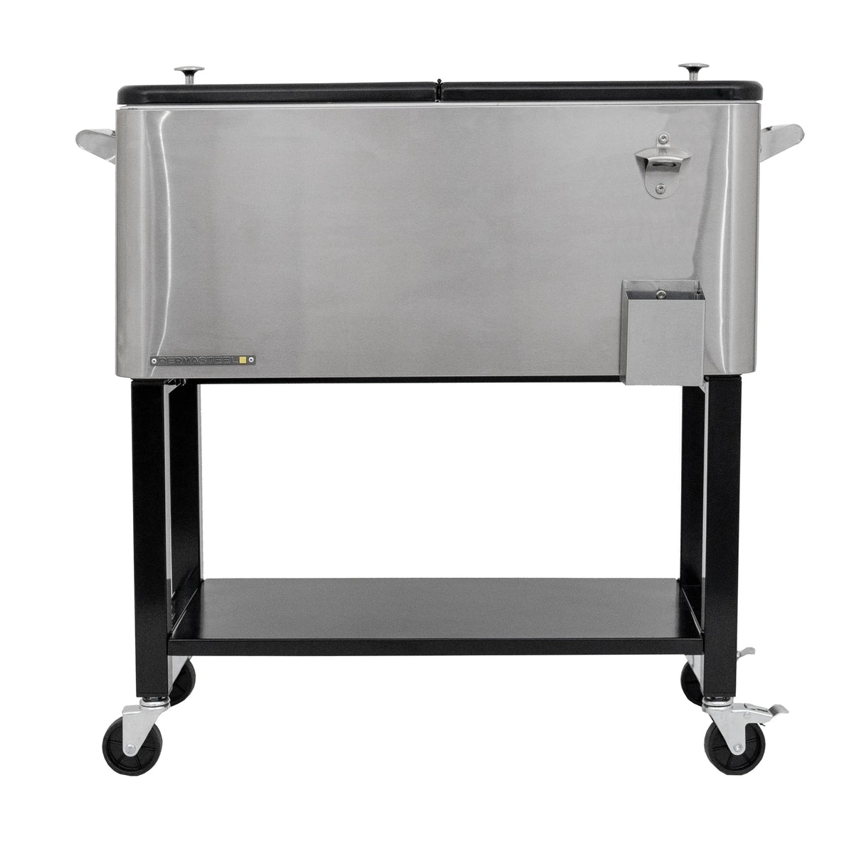 Permasteel 80-Qt Outdoor Steel Patio Cooler with Removable Basin, Rolling Cooler with Wheels, Teal Green