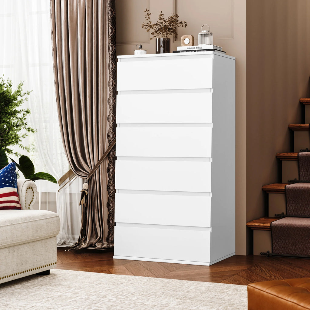 Homfa 5 Drawer White Dresser, Modern Storage Cabinet for Bedroom,Tall Chest of Drawers for Living Room
