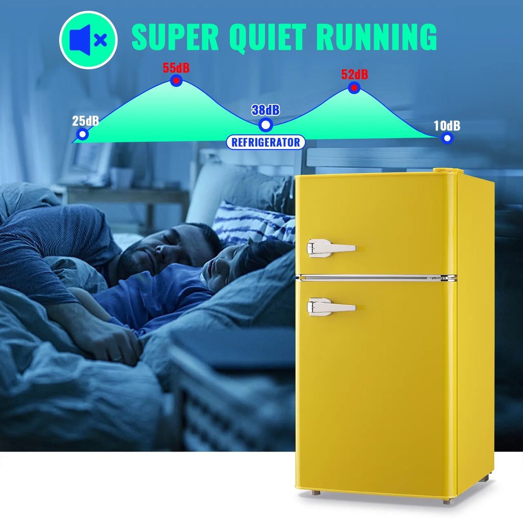 Tacool 3.5 Cu.ft Retro Mini Fridge with Freezer, 2 Door Small Refrigerator with 7 Adjustable Thermostat for Home, Blue