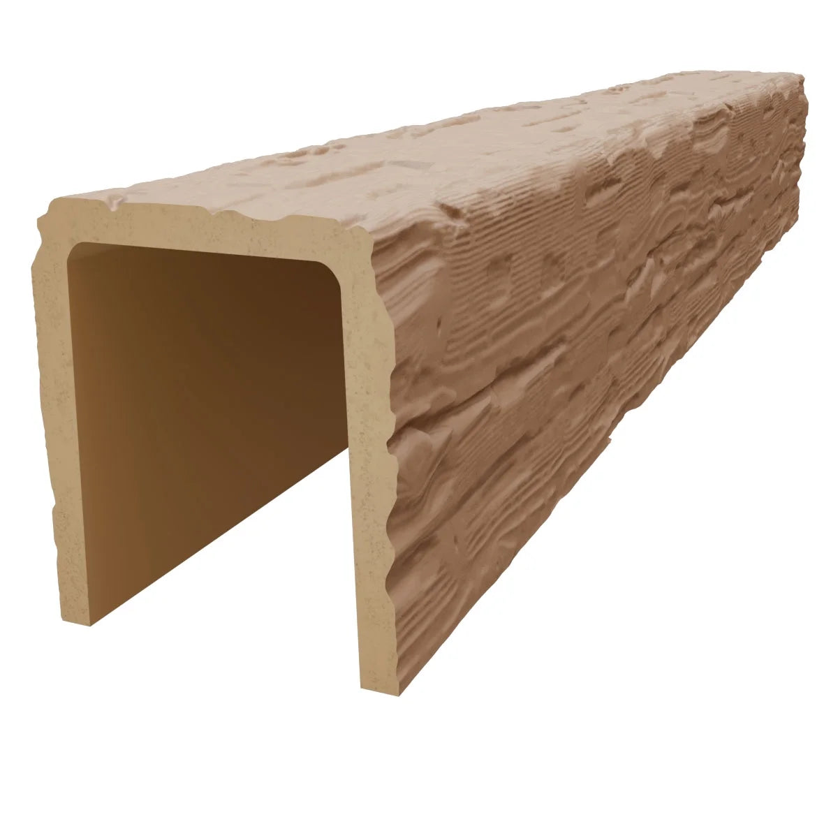 Ekena Millwork 3 1/2"W x 3 1/2"H x 120"L 3-Sided (U-Beam) Salvaged Timber HeritageTimber Faux Wood Ceiling Beam, Kona Brown
