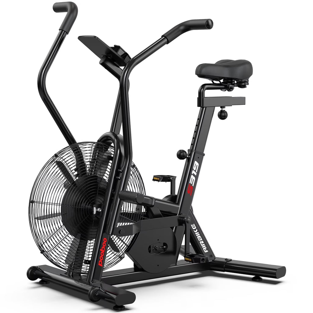 LNOW Commercial Built-in Bluetooth Fan Exercise Bike, Adjustable Air Resistance with Dual-Action Handlebars, Heavy Duty Indoor Cycling Bike for Home Gym Traininning, 350lbs Arm/Leg Cardio Workout
