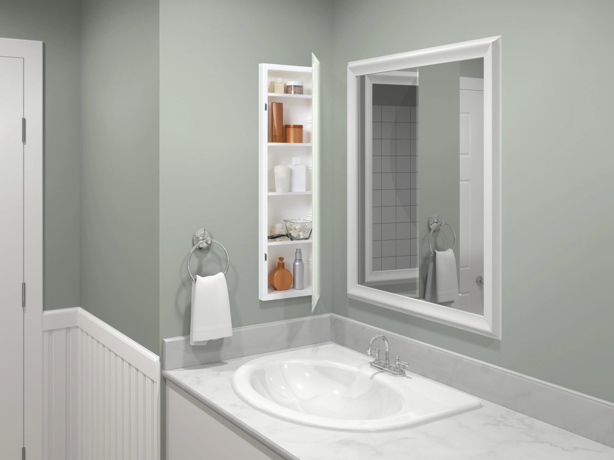 American Pride Beveled Mirror Medicine Cabinet, 12 x 36 in., Frameless