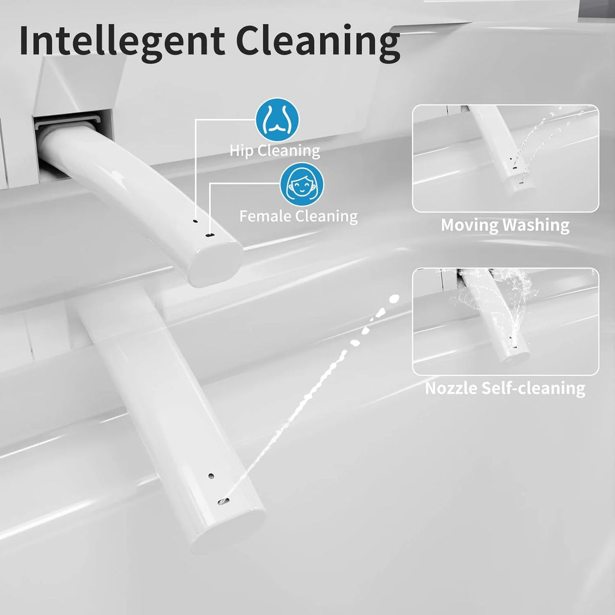 LALAHOO Smart Toilet with Bidet Built in, Auto Open & Close, Elongated Heated seat, Foot Sensor Flush, LED Display, Warm Water Wash, Dryer, Night Light, Black